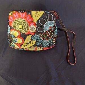 Vera Bradley Scalloped Hipster Crossbody Flower Shower Leather Purse